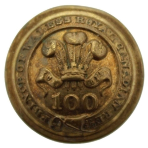 VICTORIAN 100th Regiment of Foot (PoWâ€™s Royal Canadian) 1855-1881 OFFICERS Tunic Button - 25mm