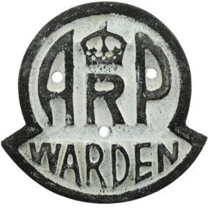 WW2 Air Raid Precautions Warden ARP Post Metal Door Plaque Sign