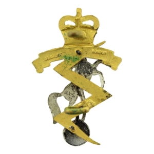 Royal Electrical & Mechanical Engineers REME Officers GILT Cap Badge - Queens Crown