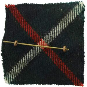 WW1 Seaforth Highlanders Regiment Cap Badge & TARTAN BACKING