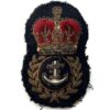 British Royal Navy Petty Officers BULLION Cloth Naval Cap Badge - Queens Crown