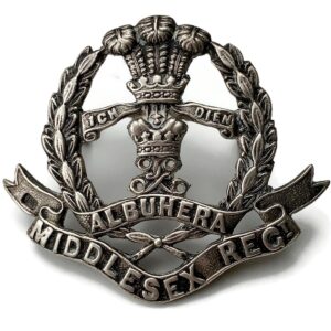 SILVER Middlesex Regiment OFFICERS Cap Badge - Silver Makers Mark
