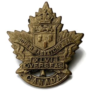 WW1 46th Canadian Overseas Battalion South Saskatchewan XLVI Canada Collar Badge