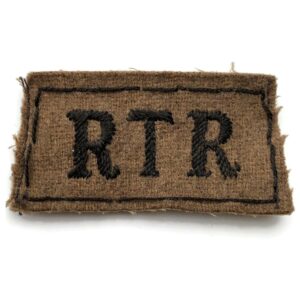WW2 Royal Tank Regiment Cloth SLIP-ON Shoulder Title Badge Flash