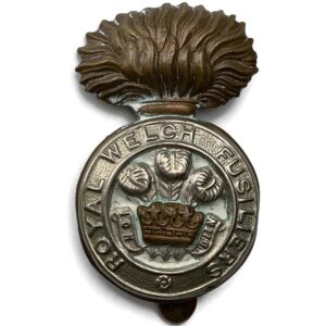 WW2 Royal Welch Fusiliers Regiment Welsh Cap Badge - Service Number: 4023346
