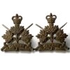 Canadian Army General Service Corps of Canada Collar Badge PAIR - Queens Crown