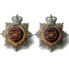 Royal Army Service Corps RASC Bi-Metal OFFICERS Collar Badge PAIR - Queens Crown