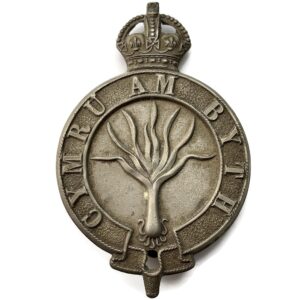 Welsh Guards Regiment WHITE METAL Welch PUGGAREE Large Cap Badge