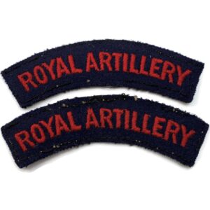 WW2 Royal Artillery Regiment Cloth Shoulder Title Badge Flash PAIR