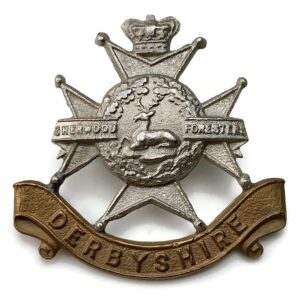 VICTORIAN Derbyshire Regiment (Sherwood Foresters) Cap Badge - Queen Victoria Crown