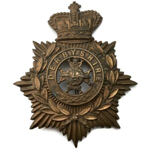VICTORIAN The Derbyshire Regiment HELMET PLATE Cap Badge