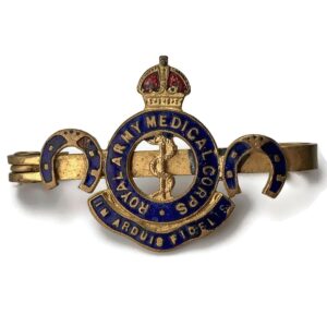 Royal Army Medical Corps RAMC ENAMEL Horse Shoe Sweetheart Brooch