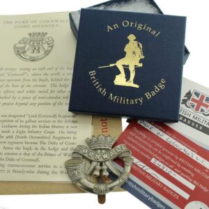 Duke of Cornwalls Light Infantry DCLI (Cornwall's) Cap Badge in Presentation & Gift Box