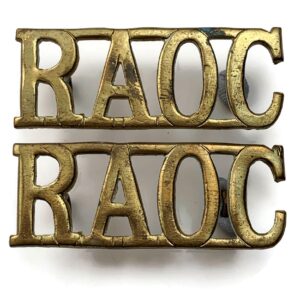 WW2 Royal Army Ordnance Corps RAOC Shoulder Title PAIR