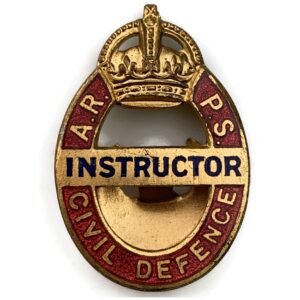 ARP Warden ARPS Instructor Air Raid Precautions Civil Defence Enamel Lapel Badge
