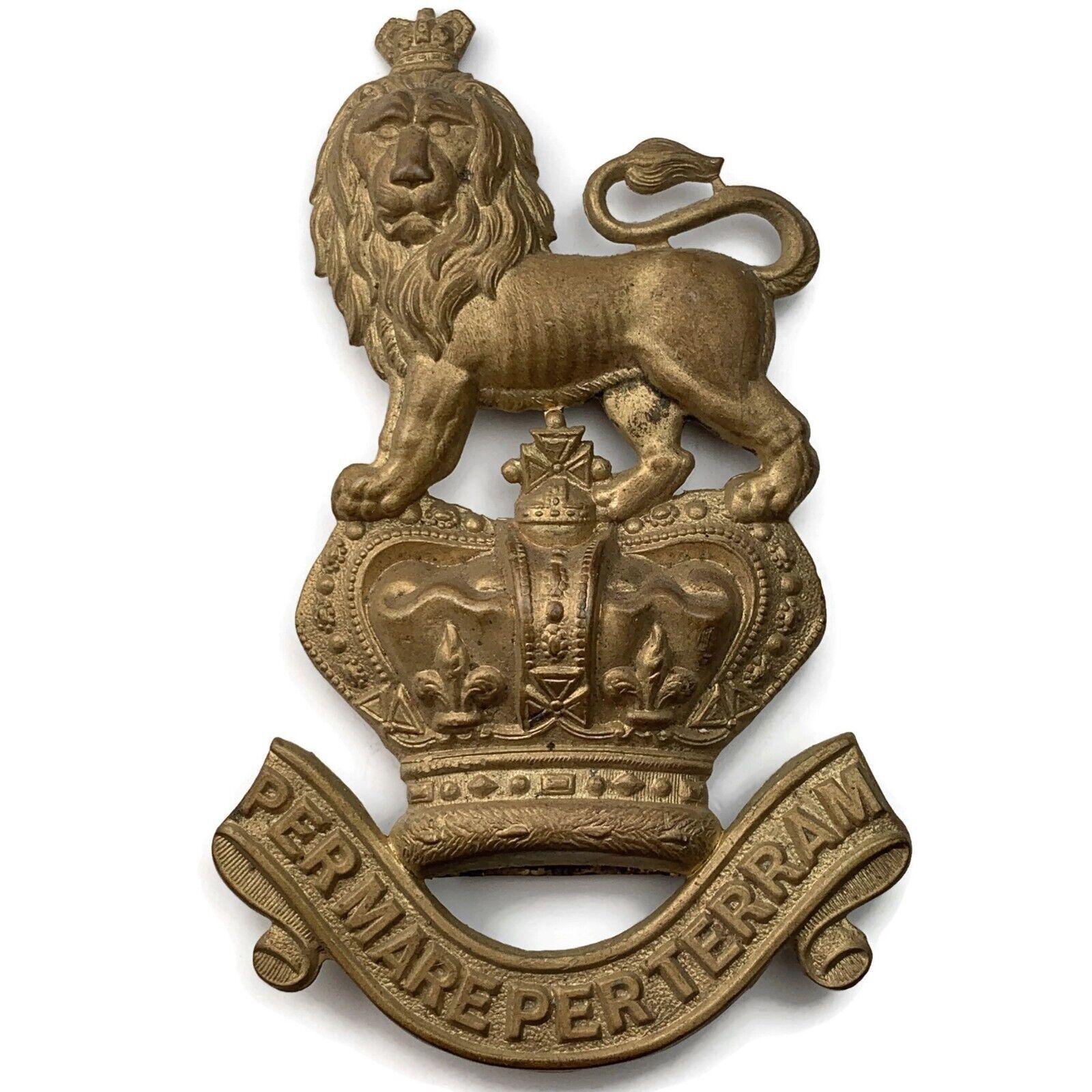VICTORIAN Royal Marines White Buff Leather VALISE Cross Belt Plate ...