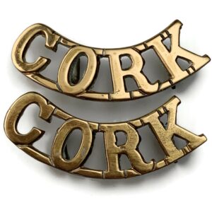 Original Cork RGA Irish Militia Royal Garrison Artillery Shoulder Title Badges