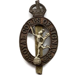 WW2 Royal Corps of Signals RCOS Cap Badge - T. L. SHARMASC ALIGARH