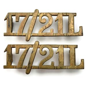 17th / 21st Lancers (Deaths Head) Regiment Shoulder Title PAIR