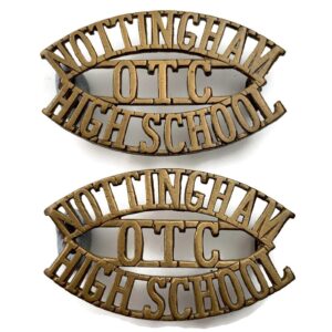 Nottingham High School OTC Officers Training Corps College Shoulder Title PAIR