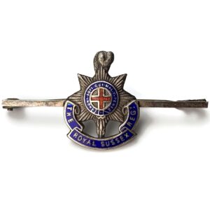 Royal Sussex Regiment SILVER & ENAMEL Sweetheart Brooch Badge