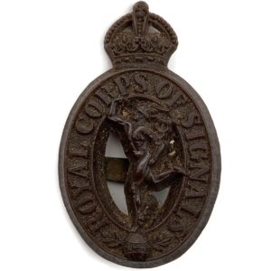 WW2 Royal Corps of Signals RCOS PLASTIC Economy Issue Cap Badge