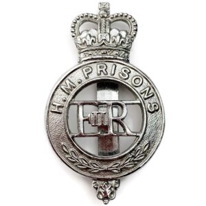 Her Majestys HM Prisons Service Officers Cap Badge - Queens Crown