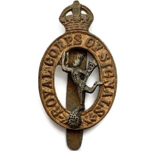 WW2 Royal Corps of Signals RCOS Cap Badge - T. L. SHARMASC ALIGARH