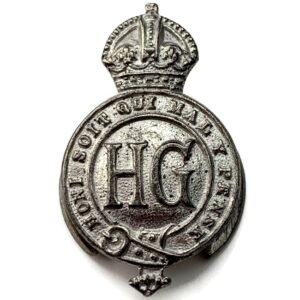WW2 Home Guard Servicemans HG WHITE METAL Lapel Badge