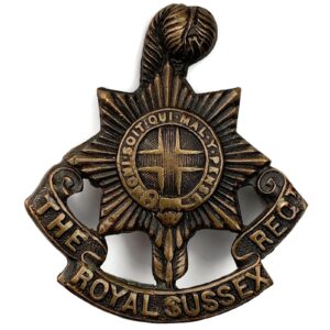Royal Sussex Regiment OFFICERS Bronze Collar Badge