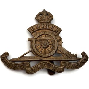 WW1 ECONOMY ISSUE Royal Artillery Regiment NON VOIDED WHEEL Cap Badge