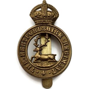 WW1 Hertfordshire Regiment Cap Badge - SMITH & WRIGHT LD B'HAM