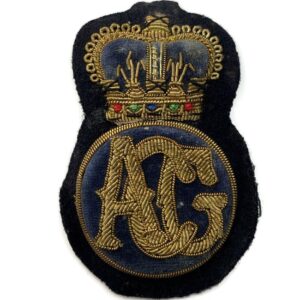 Her Majestys Auxiliary Coast Guard ACG Coastguard Cloth BULLION Cap Badge - Queens Crown