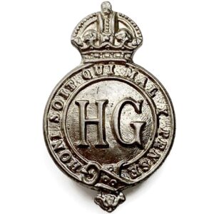 WW2 Home Guard Servicemans HG WHITE METAL Lapel Badge
