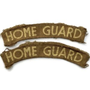 WW2 Home Guard Unit PRINTED Cloth Shoulder Title Badge Flash PAIR