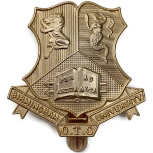 Birmingham University OTC Officers Training Corps Staybrite Anodised Cap Badge - Staybright