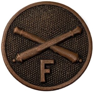 WW1 United States US Army American Artillery Collar Insignia Disk Badge Battery F