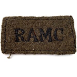 WW2 Royal Army Medical Corps RAMC Cloth SLIP-ON Shoulder Title Badge Flash
