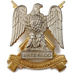 Royal Scots Dragoon Guards RSDG Scottish Regiment OFFICERS Lugs & GILT Cap Badge
