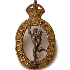 WW2 Royal Corps of Signals RCOS Officers GILT Collar Badge - J.R.GAUNT LONDON