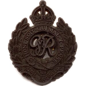 WW2 Royal Engineers Corps PLASTIC Economy Issue Cap Badge