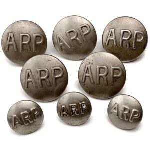 Group of 8x WW2 Air Raid Precautions ARP Wardens Tunic Button - 24mm & 19mm
