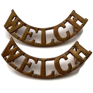 WW2 Welch (Welsh) Regiment Shoulder Title PAIR