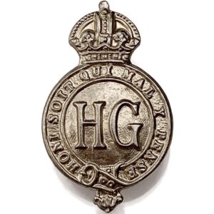 WW2 Home Guard Servicemans HG WHITE METAL Lapel Badge