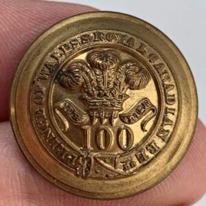 VICTORIAN 100th Regiment of Foot (PoWâ€™s Royal Canadian) 1855-1881 OFFICERS Tunic Button - 25mm