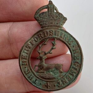 UK Dug Detecting Find - WW1 The Hertfordshire Regiment Relic Cap Badge