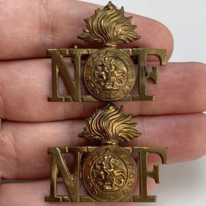 WW1 Royal Northumberland Fusiliers Regiment Shoulder Title PAIR