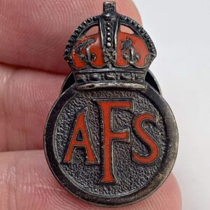 WW2 Auxiliary Fire Service AFS Sterling SILVER Lapel Badge