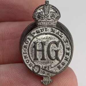 WW2 Home Guard Servicemans HG WHITE METAL Lapel Badge
