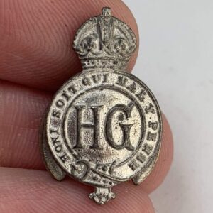 WW2 Home Guard Servicemans HG WHITE METAL Lapel Badge